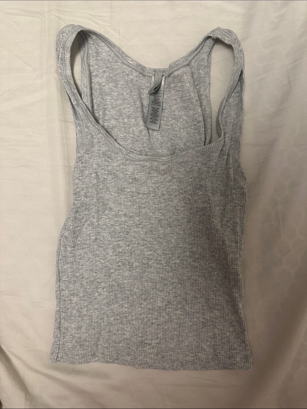 Skims Light Gray Ribbed Cropped Tank Top, size small